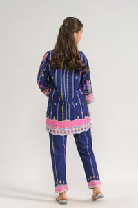 Navy Blossom - 2pcs - Poly Lawn - 2pcs-ready-to-wear - Sprinkles Pakistan