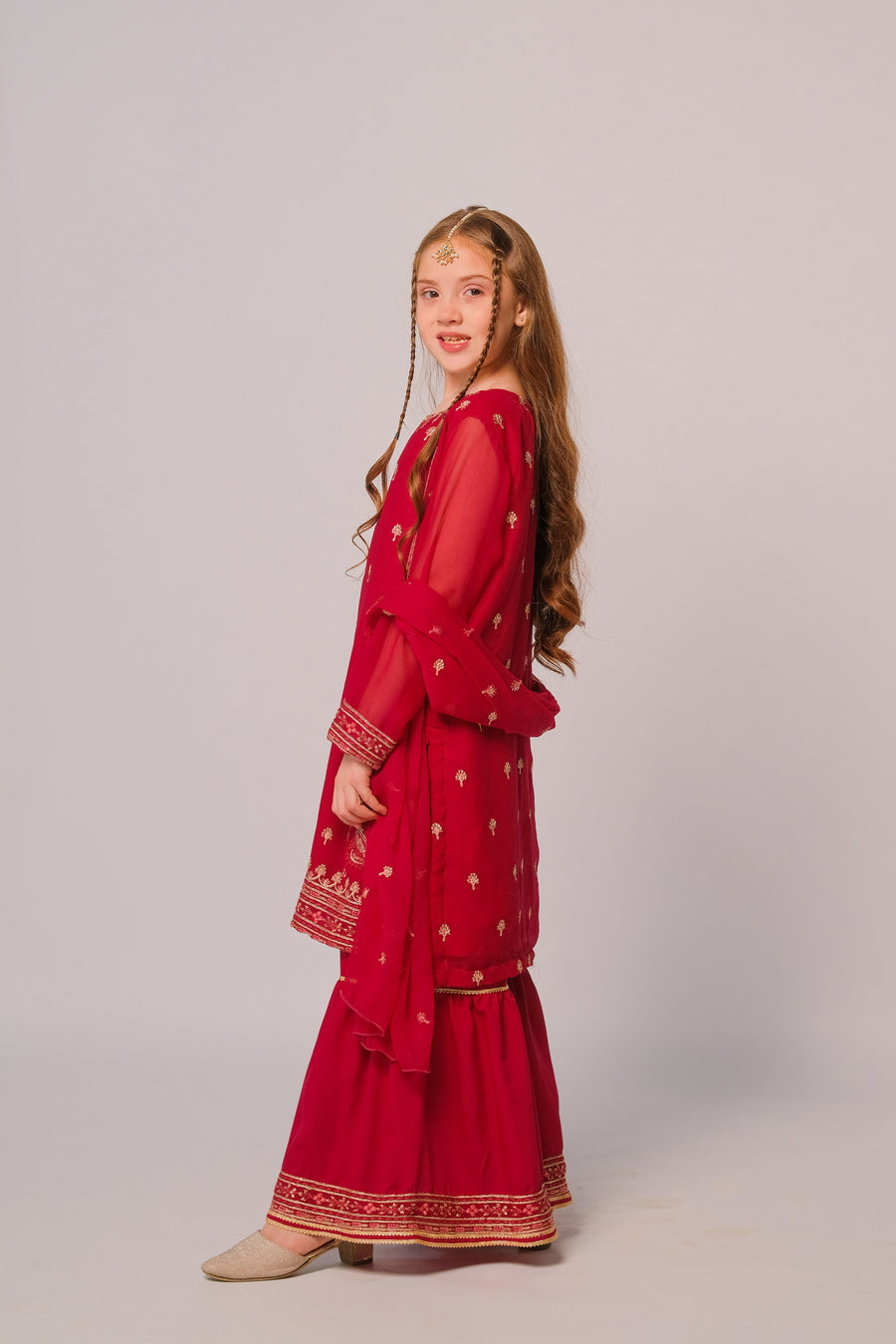 Aria - 3pcs - Chiffon With Embroidery + Sequence - festive - Sprinkles Pakistan