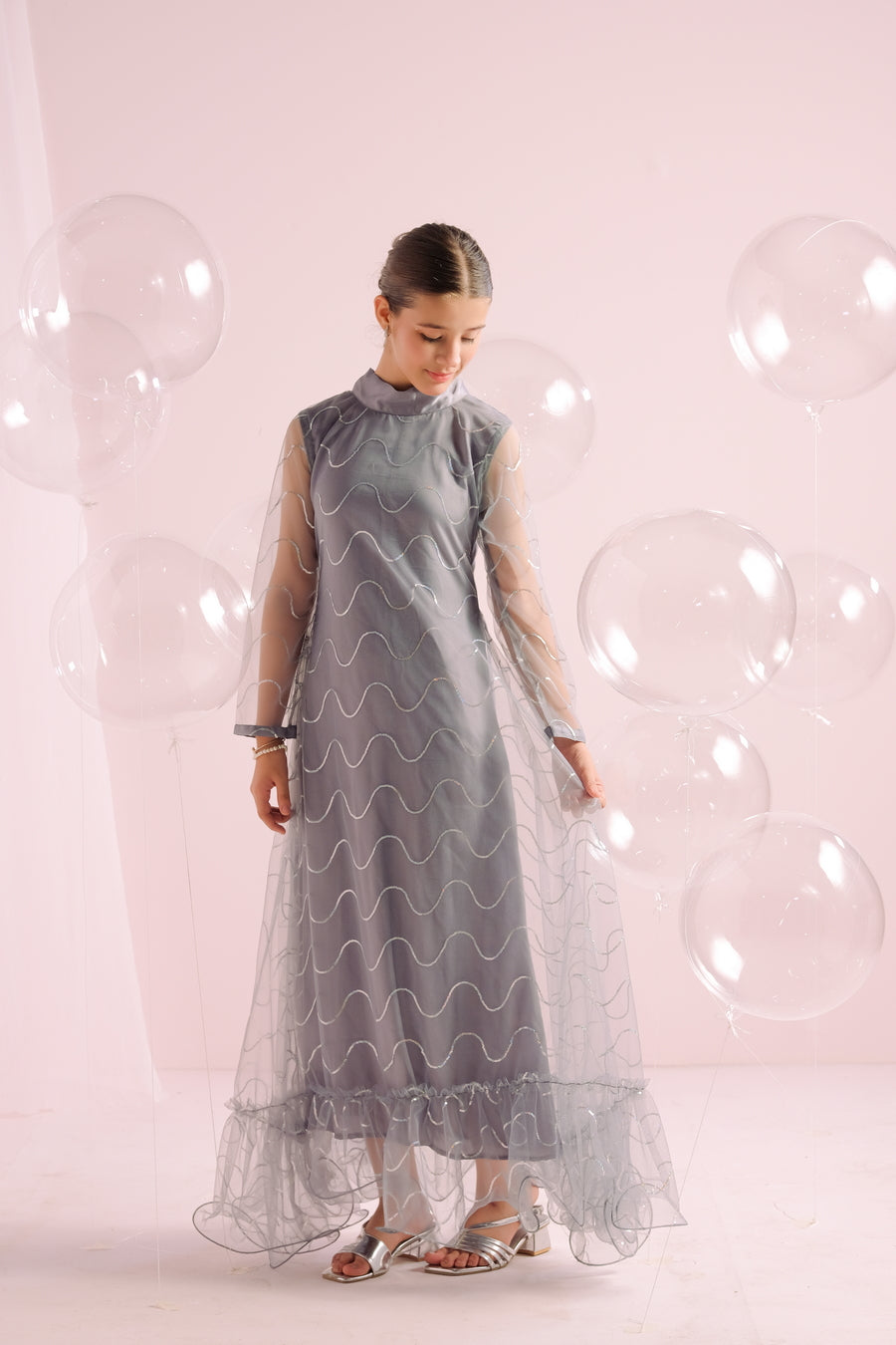 Silver Whirl - Embellished -1pc