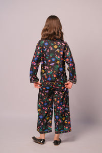 Midnight Petals - Co-ord Set - Poly Cambric - 2pcs-ready-to-wear, Kids Co-Ord Set - Sprinkles Pakistan