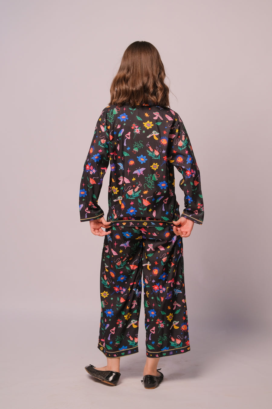 Midnight Petals - Co-ord Set - Poly Cambric - 2pcs-ready-to-wear, Kids Co-Ord Set - Sprinkles Pakistan