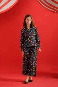 Midnight Petals - Co-ord Set - Poly Cambric - 2pcs-ready-to-wear, Kids Co-Ord Set - Sprinkles Pakistan