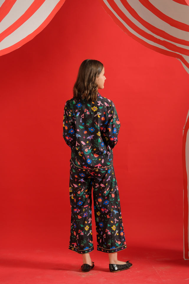 Midnight Petals - Co-ord Set - Poly Cambric - 2pcs-ready-to-wear, Kids Co-Ord Set - Sprinkles Pakistan