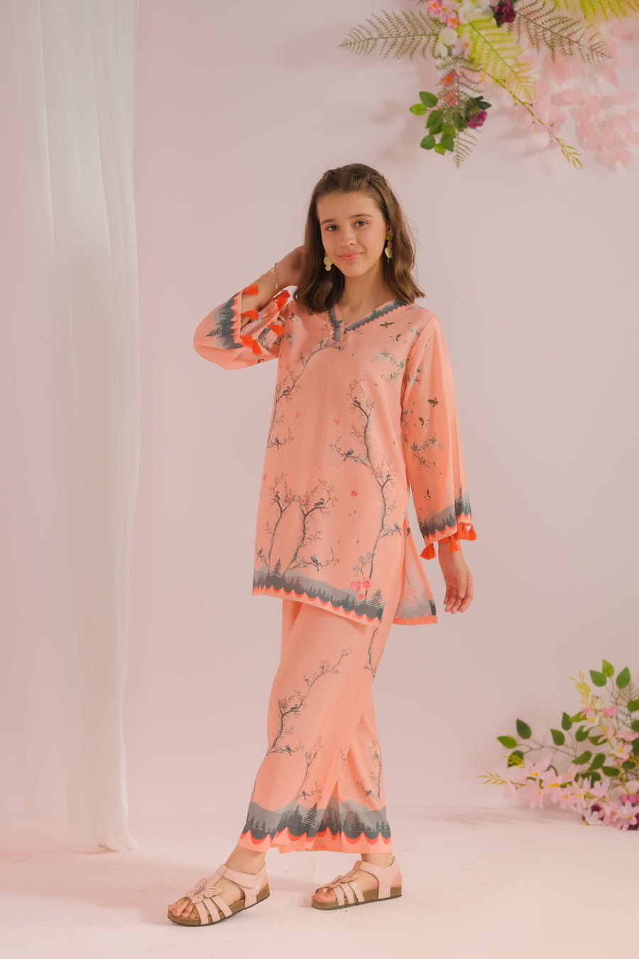 Floral Fantasy - 2pcs - Poly Lawn - 2pcs-ready-to-wear - Sprinkles Pakistan
