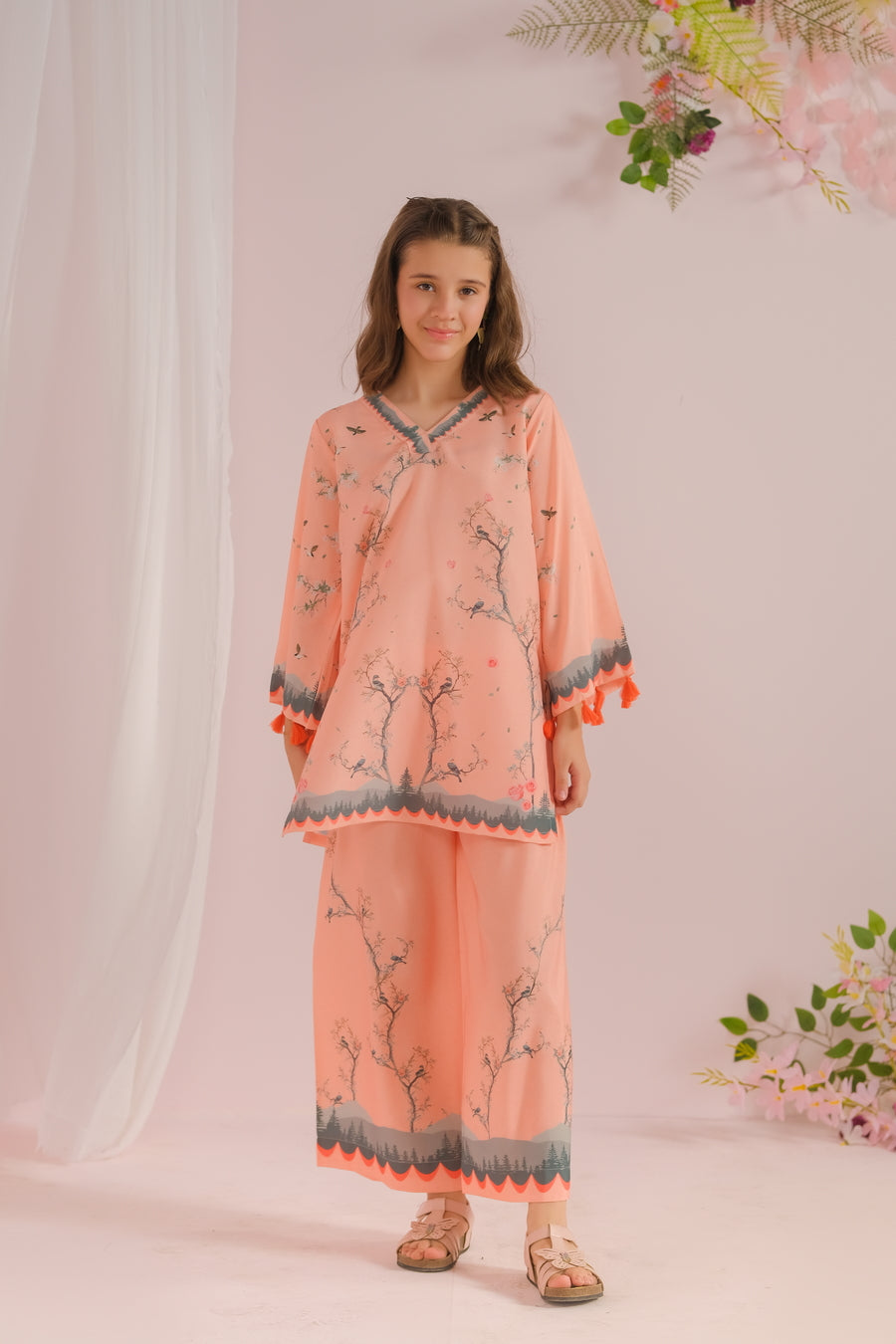 Floral Fantasy - 2pcs - Poly Lawn - 2pcs-ready-to-wear - Sprinkles Pakistan