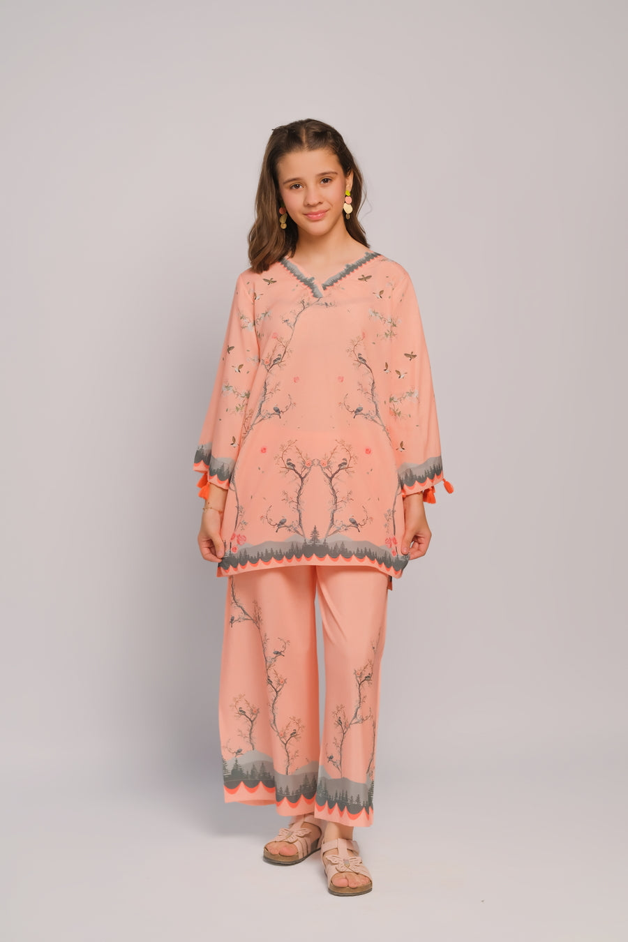 Floral Fantasy - 2pcs - Poly Lawn - 2pcs-ready-to-wear - Sprinkles Pakistan