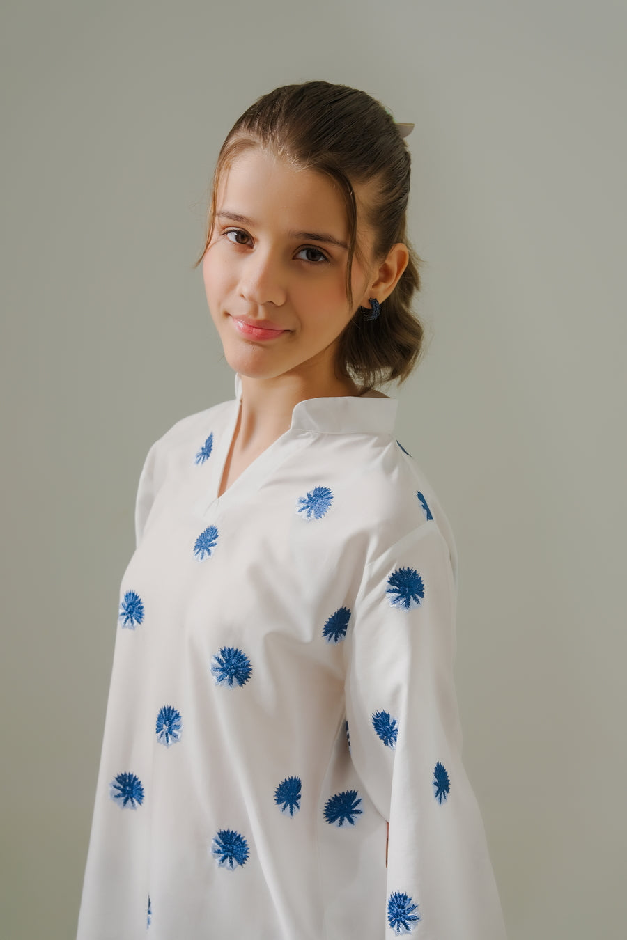 Azure Whispers  - 1pc - Embroidered