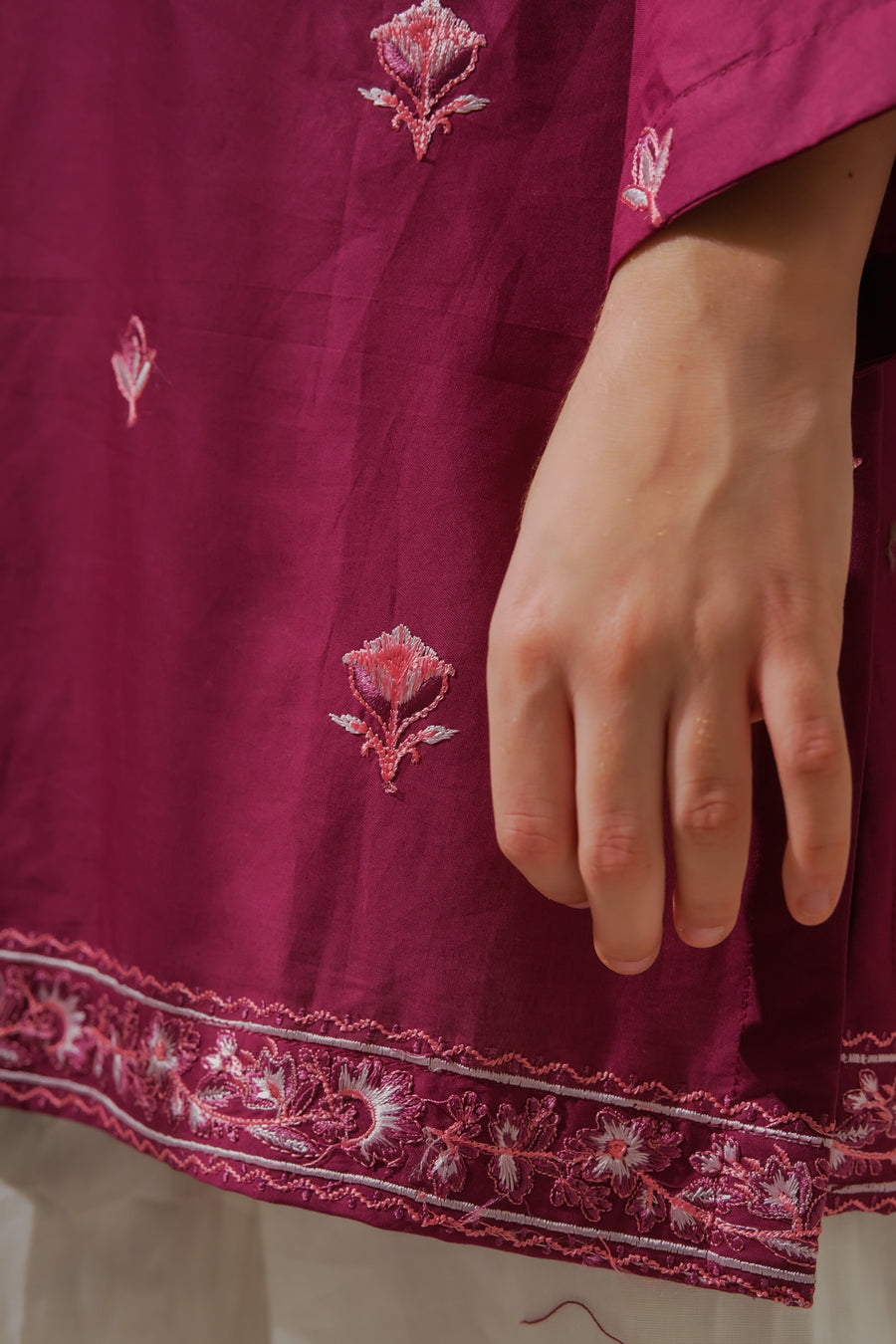 Floral Magenta Muse - 1pc - Embroidered - Lawn/Cotton - 2pcs-ready-to-wear - Sprinkles Pakistan