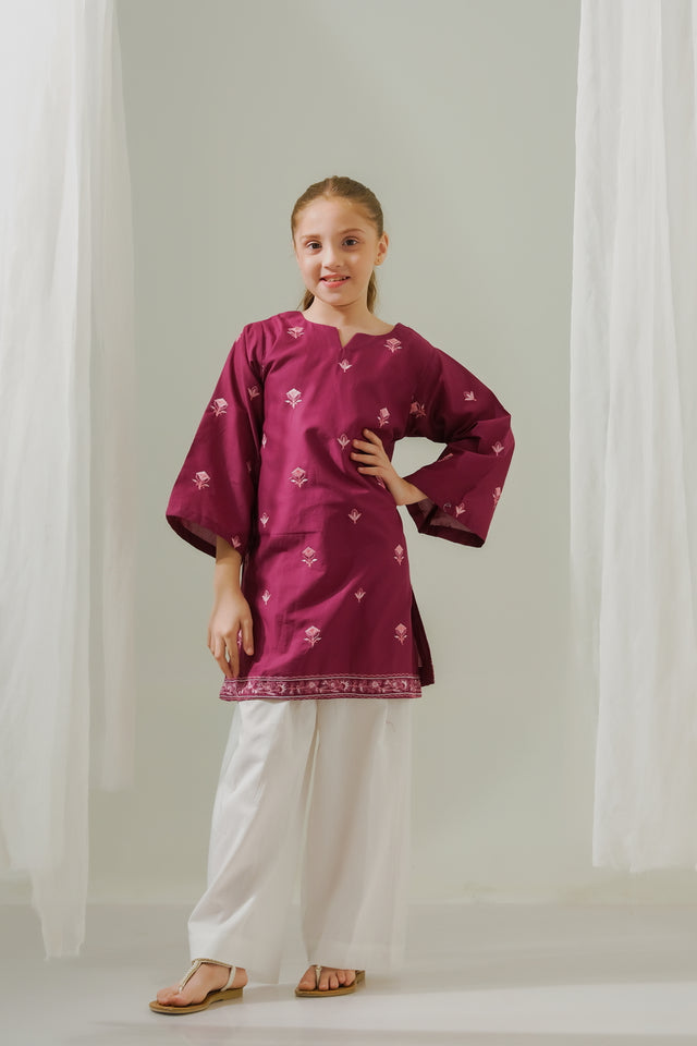 Floral Magenta Muse - 1pc - Embroidered - Lawn/Cotton - 2pcs-ready-to-wear - Sprinkles Pakistan
