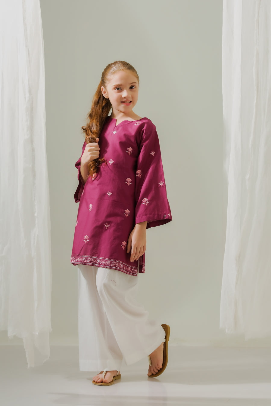 Floral Magenta Muse - 1pc - Embroidered - Lawn/Cotton - 2pcs-ready-to-wear - Sprinkles Pakistan