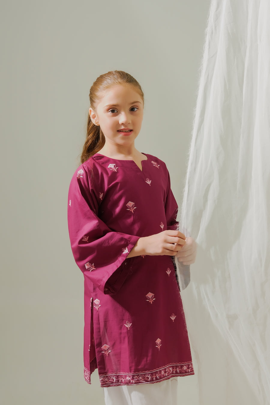 Floral Magenta Muse - 1pc - Embroidered - Lawn/Cotton - 2pcs-ready-to-wear - Sprinkles Pakistan