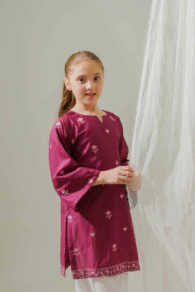 Floral Magenta Muse - 1pc - Embroidered - Lawn/Cotton - 2pcs-ready-to-wear - Sprinkles Pakistan