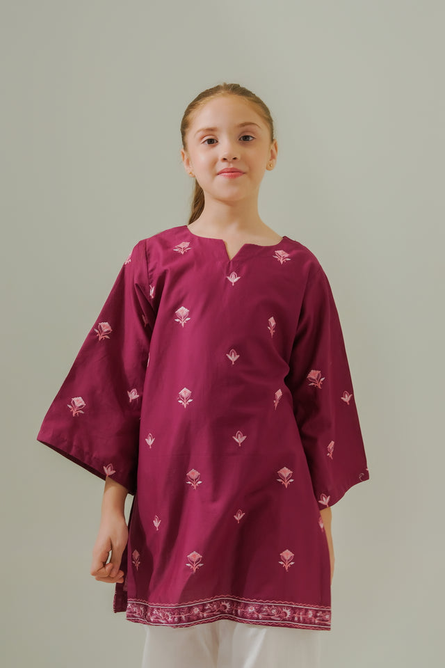 Floral Magenta Muse - 1pc - Embroidered - Lawn/Cotton - 2pcs-ready-to-wear - Sprinkles Pakistan