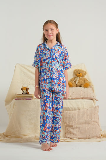 Blue Blossom Trail - Night Suit - 2pcs