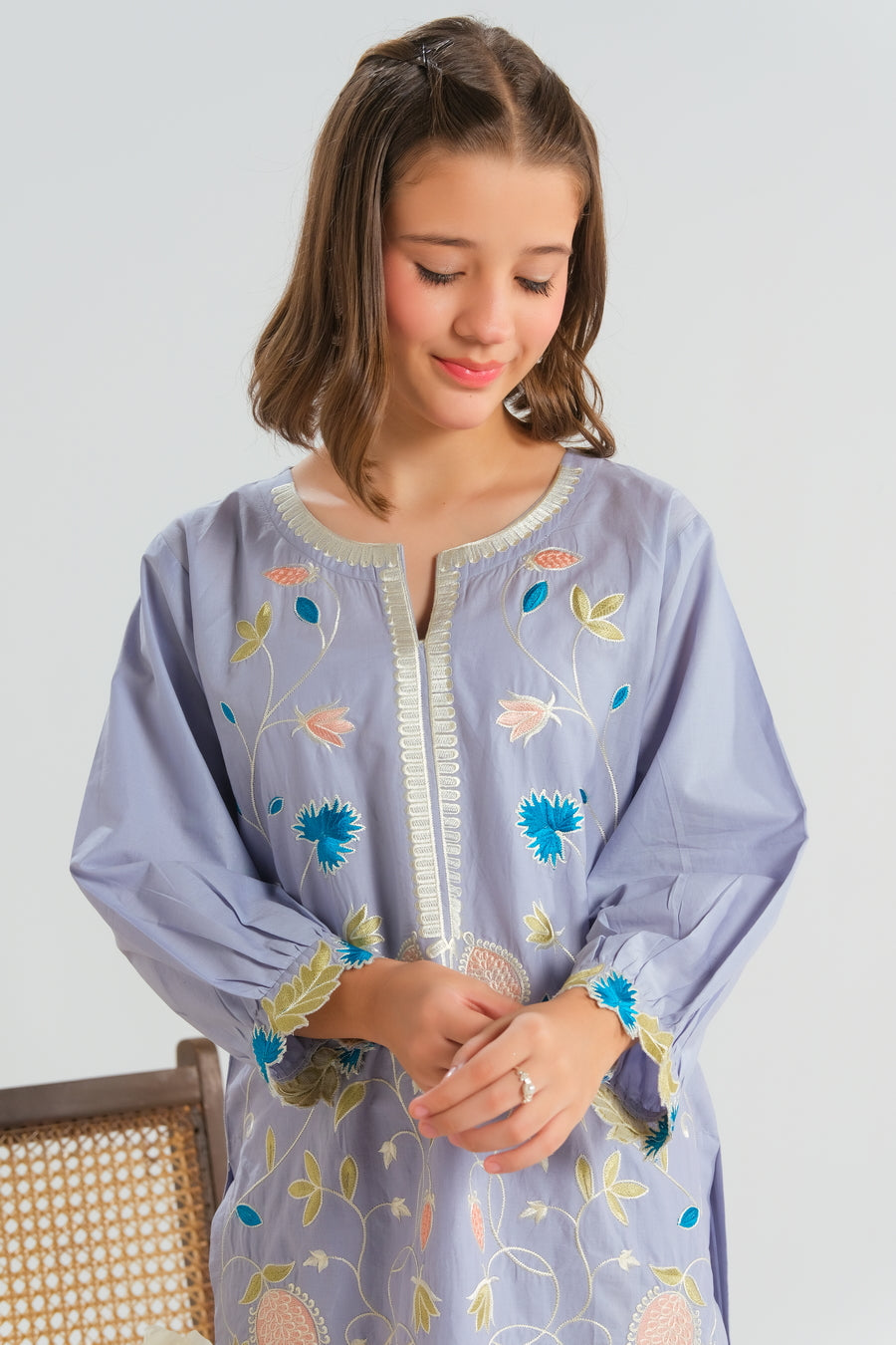 Bluebell Bloom White - 2pcs - Embroidered