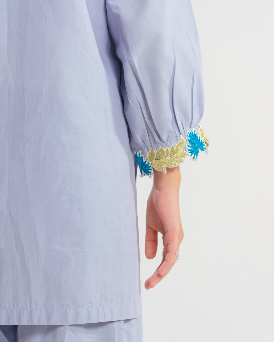 Bluebell Bloom White - 2pcs - Embroidered