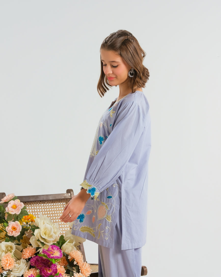 Bluebell Bloom White - 2pcs - Embroidered