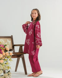 Burgundy Rose Radiance - 2pcs - Embroidered - Cambric - 2pcs-ready-to-wear - Sprinkles Pakistan
