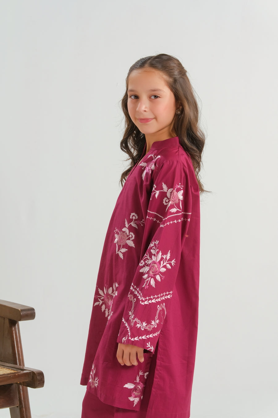 Burgundy Rose Radiance - 2pcs - Embroidered - Cambric - 2pcs-ready-to-wear - Sprinkles Pakistan