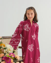 Burgundy Rose Radiance - 2pcs - Embroidered - Cambric - 2pcs-ready-to-wear - Sprinkles Pakistan