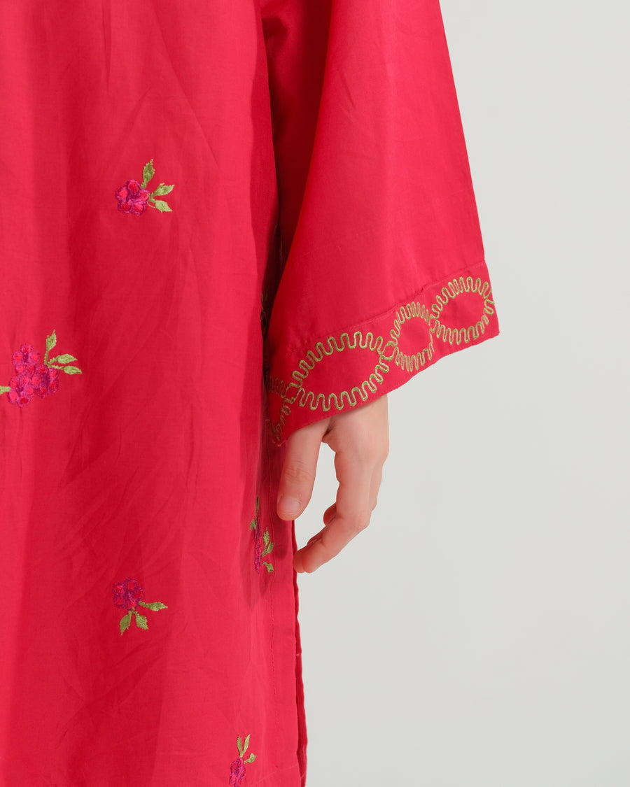 Crimson Petal Grace - 2pcs - Embroidered