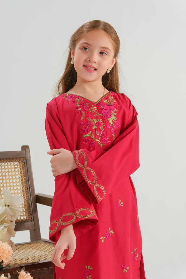 Crimson Petal Grace - 2pcs - Embroidered