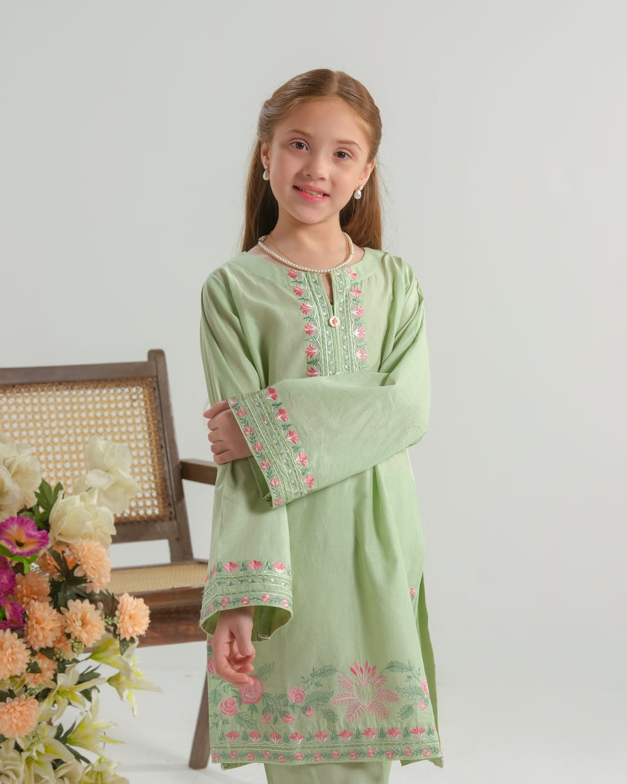 Mint Blossom Charm - 2pcs - Embroidered