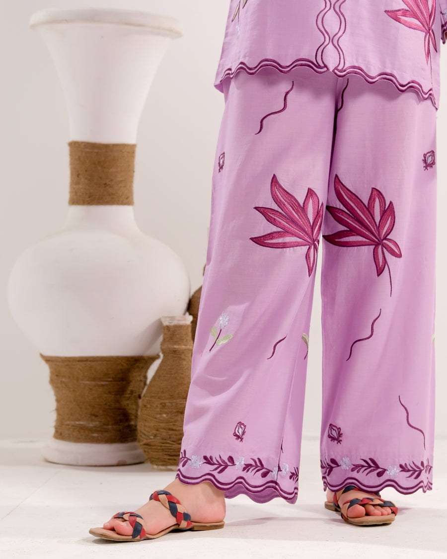 Lavender Bloom Charm - 2pcs - Embroidered - Lawn/Cotton - 2pcs-ready-to-wear - Sprinkles Pakistan