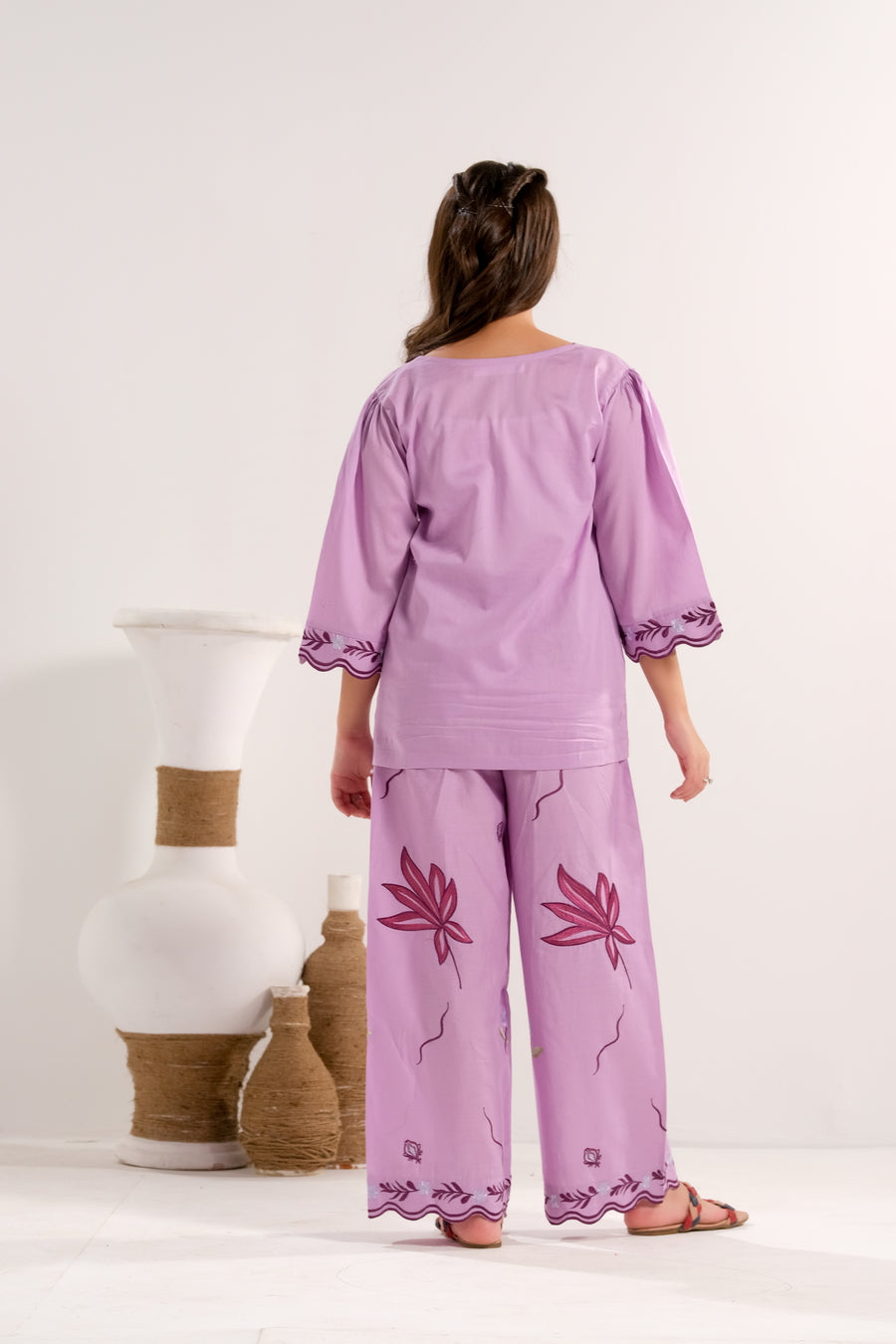 Lavender Bloom Charm - 2pcs - Embroidered - Lawn/Cotton - 2pcs-ready-to-wear - Sprinkles Pakistan