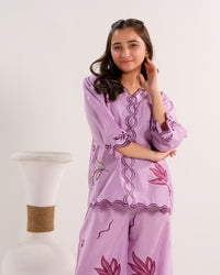 Lavender Bloom Charm - 2pcs - Embroidered - Lawn/Cotton - 2pcs-ready-to-wear - Sprinkles Pakistan