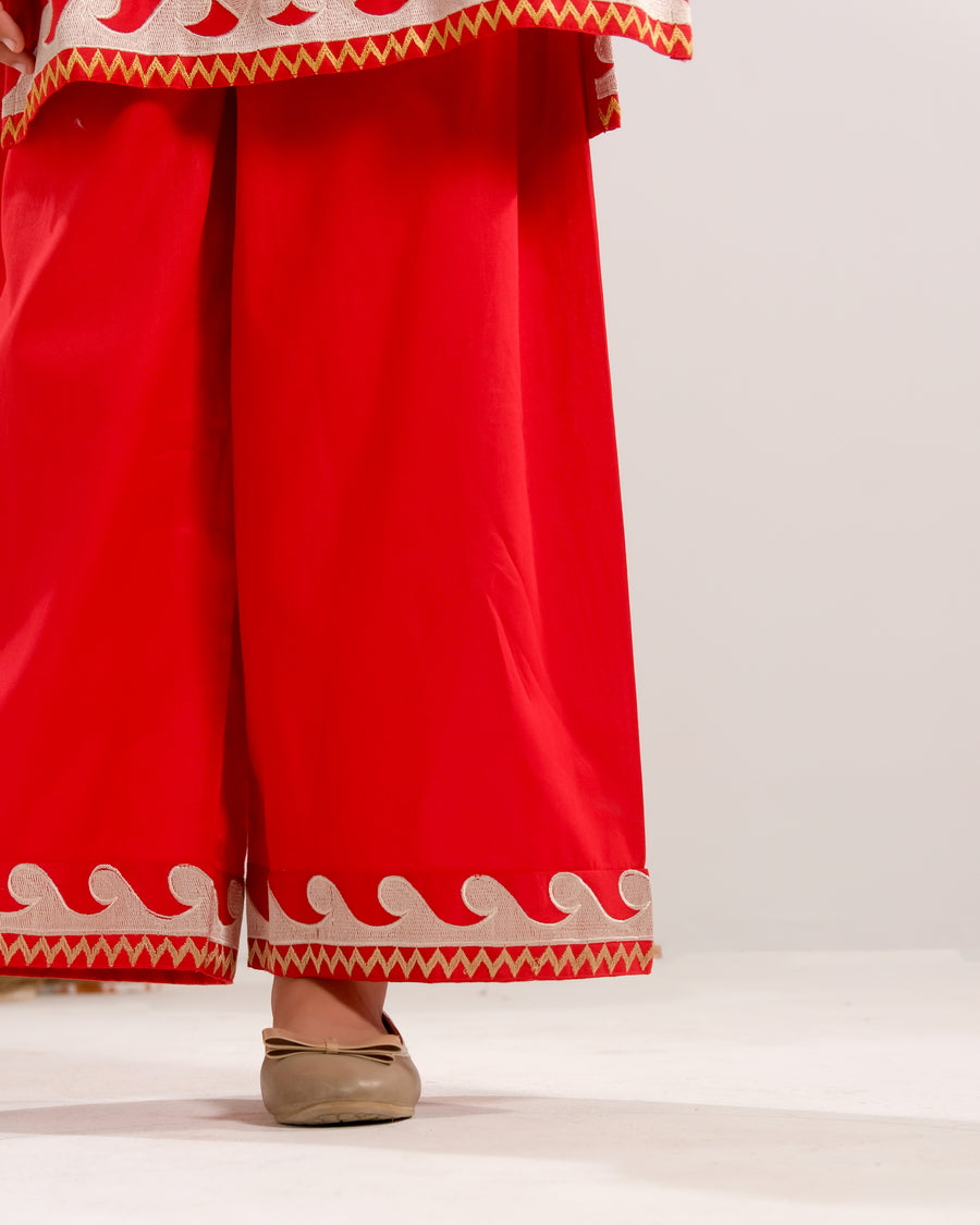 Crimson Vine White - 2pcs - Embroidered