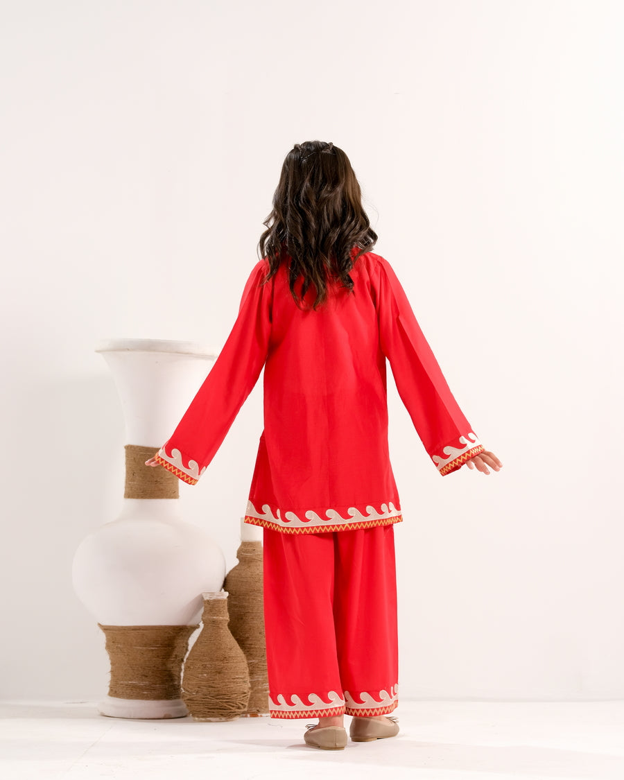 Crimson Vine White - 2pcs - Embroidered