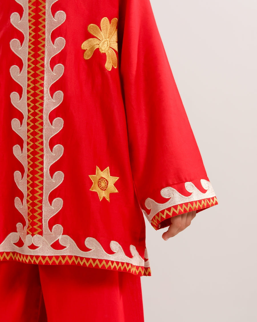 Crimson Vine White - 2pcs - Embroidered