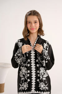 Midnight Vine Black - 2pcs - Embroidered - Cambric - 2pcs-ready-to-wear - Sprinkles Pakistan