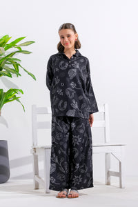 Midnight Scribbles - 2pcs - Poly Cambric - 2pcs-ready-to-wear - Sprinkles Pakistan