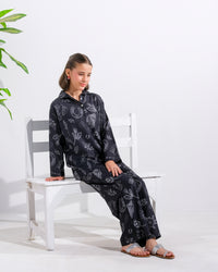 Midnight Scribbles - 2pcs - Poly Cambric - 2pcs-ready-to-wear - Sprinkles Pakistan