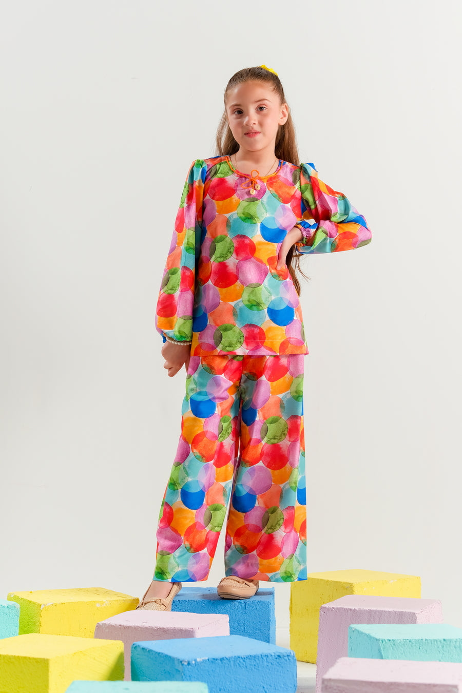 Rainbow Orbit - 2pcs - Poly Cambric - 2pcs-ready-to-wear - Sprinkles Pakistan