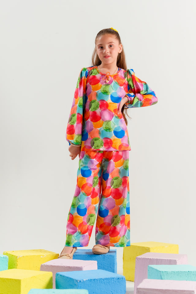 Rainbow Orbit - 2pcs - Poly Cambric - 2pcs-ready-to-wear - Sprinkles Pakistan