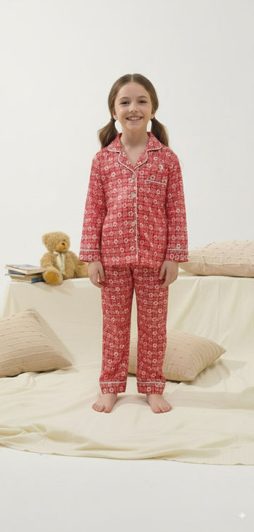 Crimson Cozy Mosaic - Night Suit - 2pcs
