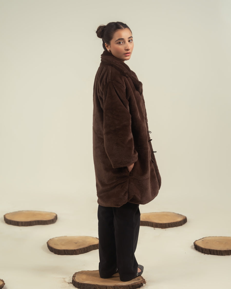 Cocoa Drift - Long Coat - Faux Fur - coat-jacket, kids, kids-winter, western - Sprinkles Pakistan