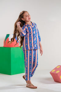 Stripe Nest- Co-ord Set - Poly Cambric - 2pcs-ready-to-wear - Sprinkles Pakistan
