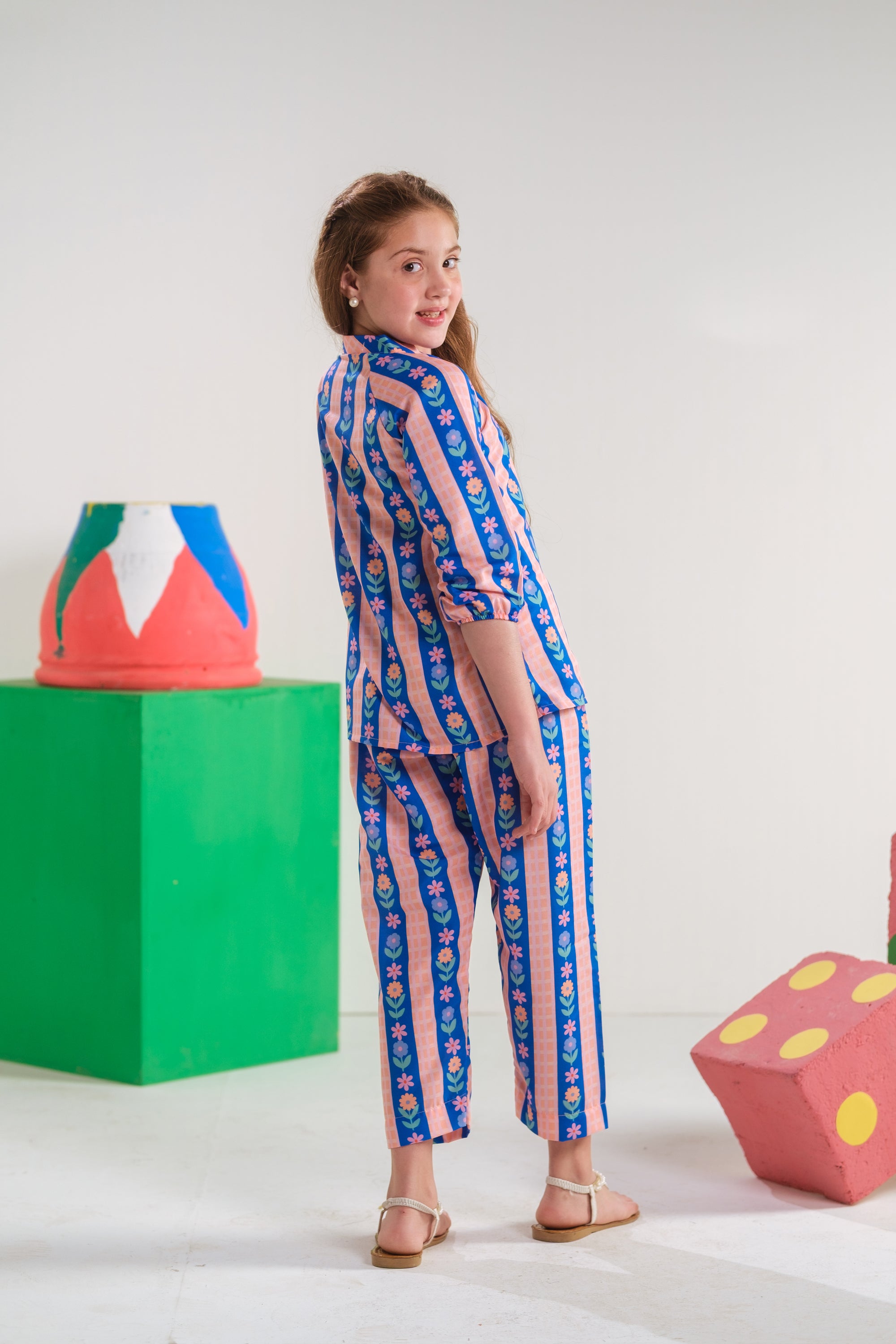 Stripe Nest- Co-ord Set - Poly Cambric - 2pcs-ready-to-wear - Sprinkles Pakistan