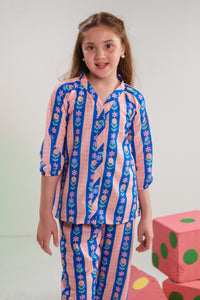 Stripe Nest- Co-ord Set - Poly Cambric - 2pcs-ready-to-wear - Sprinkles Pakistan