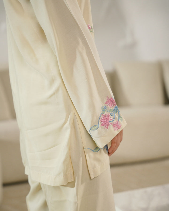 Elinor Cleo - 2pcs - Embroidered - Stone Linen - 2pcs-ready-to-wear - Sprinkles Pakistan