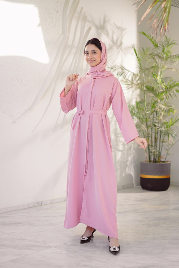 Rose Aura Abaya with Stole - Nidha Fabric - Sprinkles Pakistan