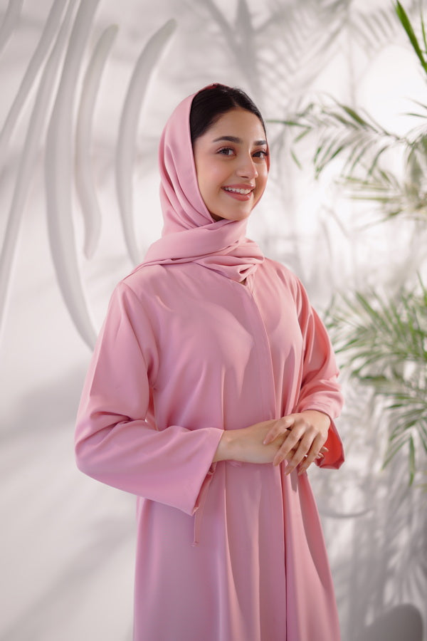 Rose Aura Abaya with Stole - Nidha Fabric - Sprinkles Pakistan