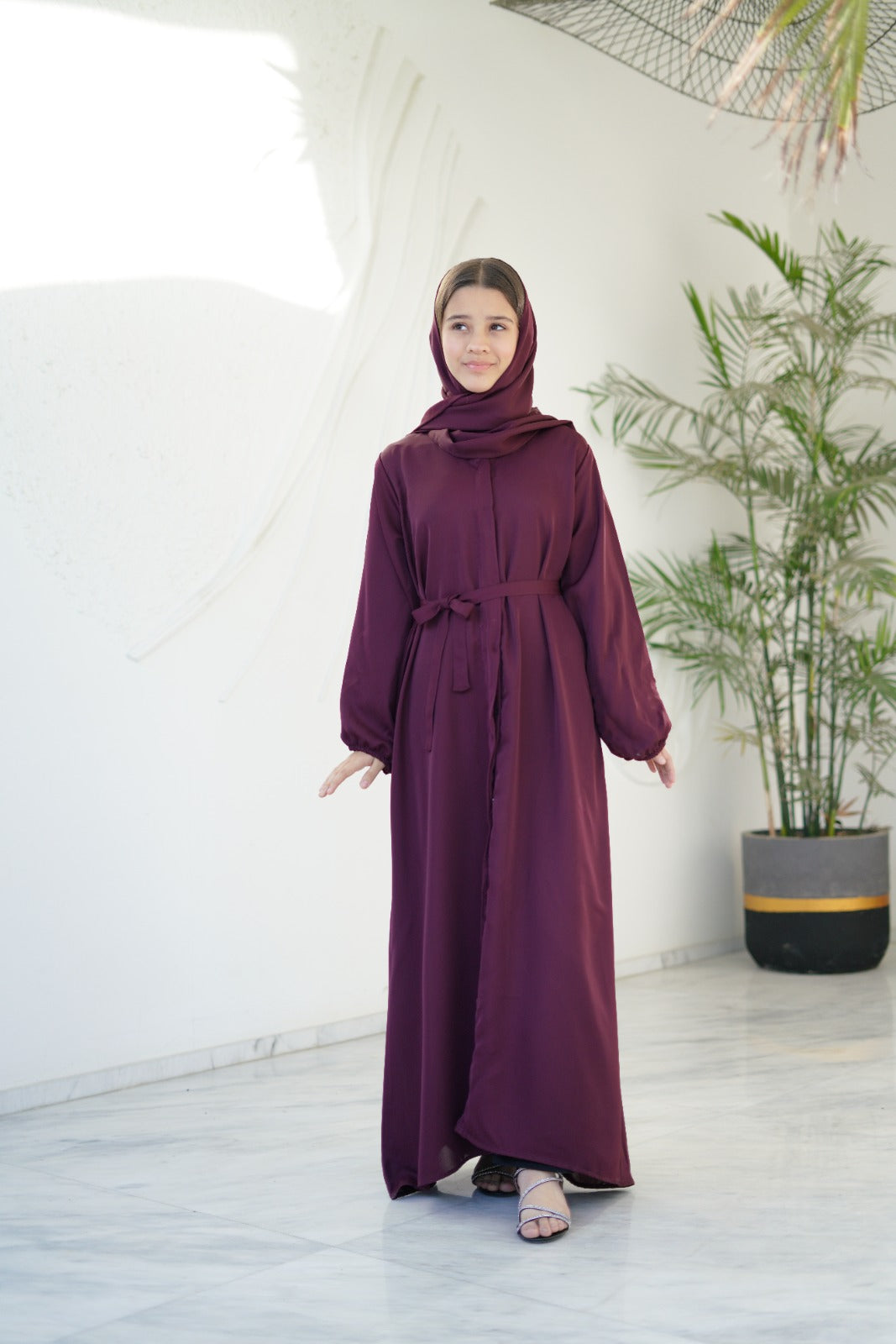 Berry Dusk Abaya with stole