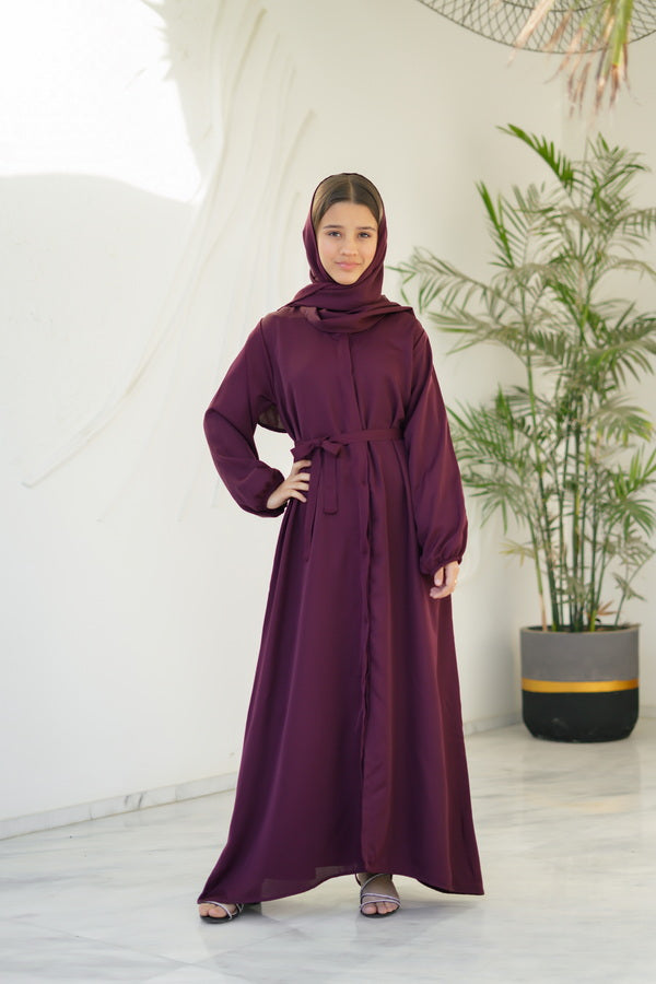 Berry Dusk Abaya with stole - Nidha Fabric - Sprinkles Pakistan