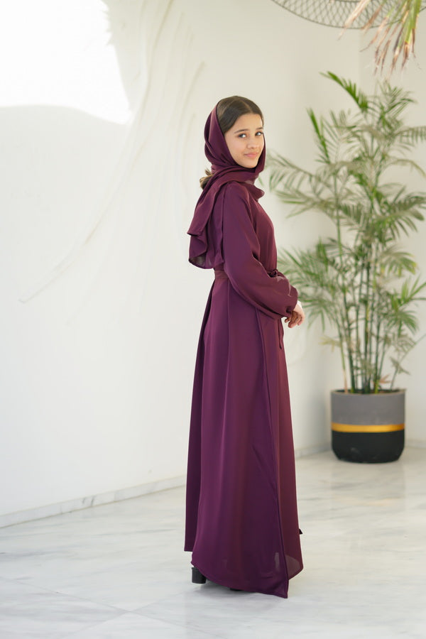 Berry Dusk Abaya with stole - Nidha Fabric - Sprinkles Pakistan