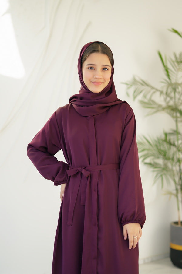 Berry Dusk Abaya with stole - Nidha Fabric - Sprinkles Pakistan